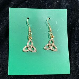 6/$20 St Patrick's Day Celtic Knot Earrings with crystals. Box included!! NWT